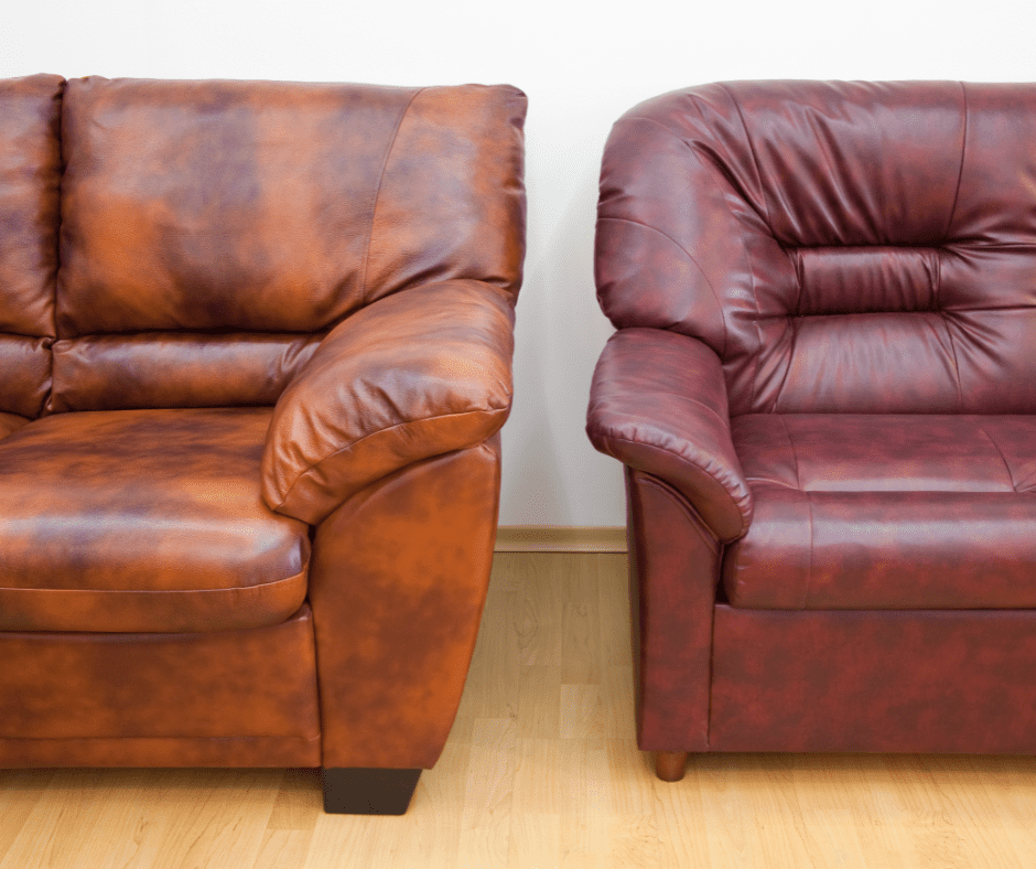 A close-up shot of two sofas