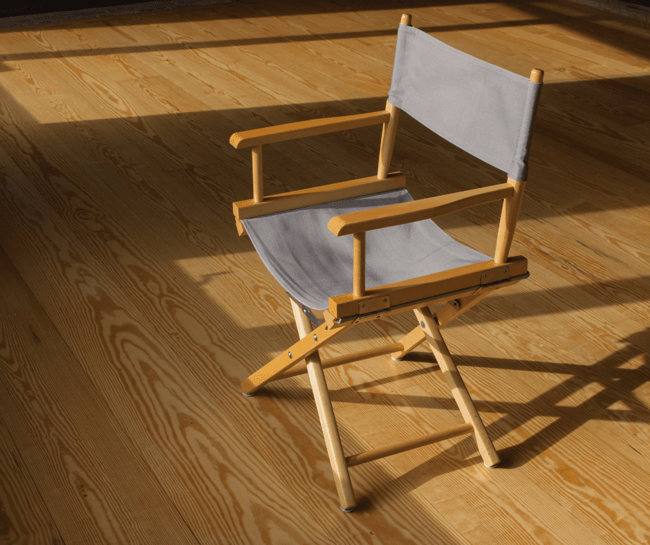 Wooden folding chair on wood floor