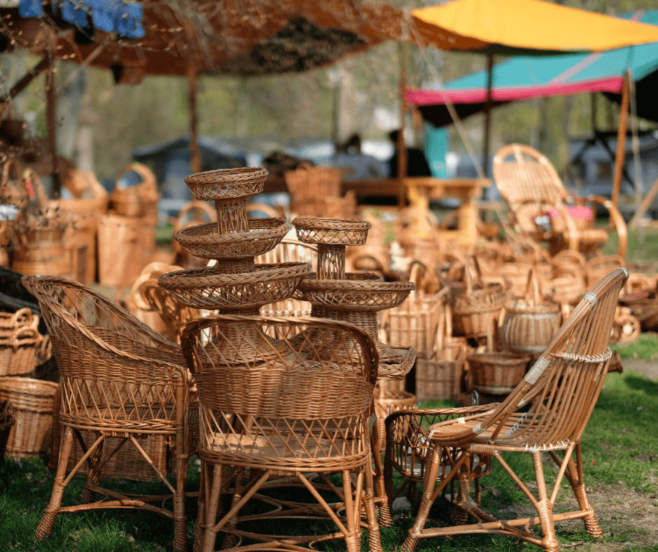 A bunch of wicker products