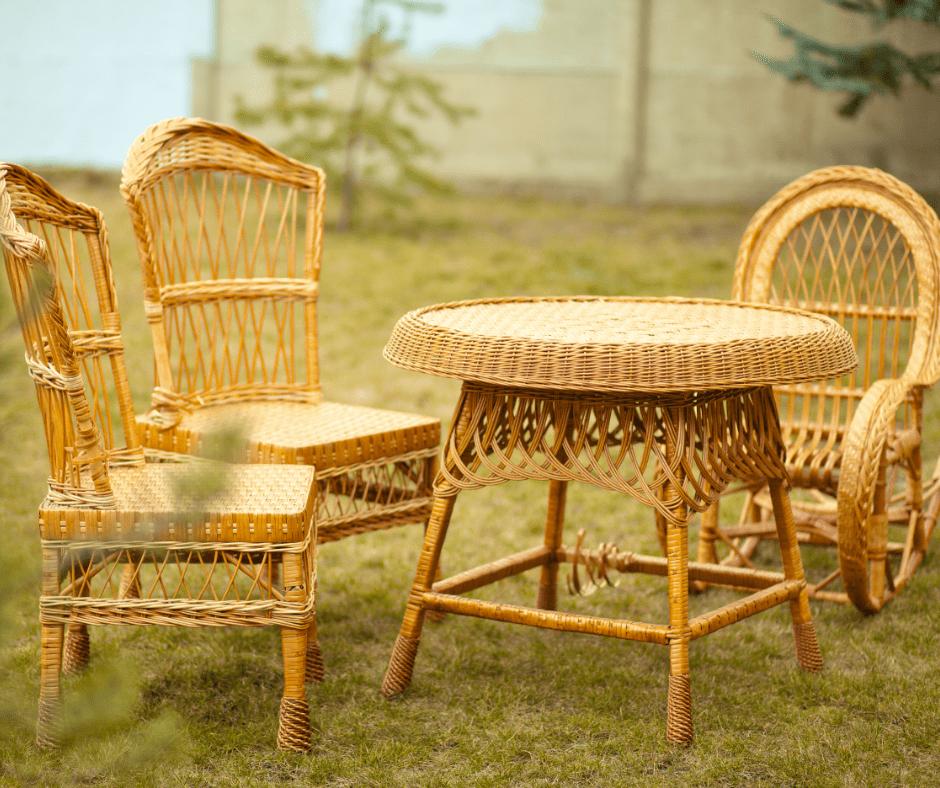 Wicker furniture placed outdoors