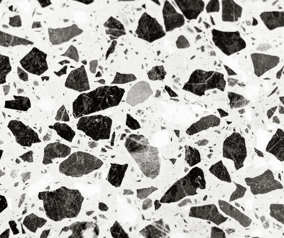 A close-up of what a terrazzo countertop looks like