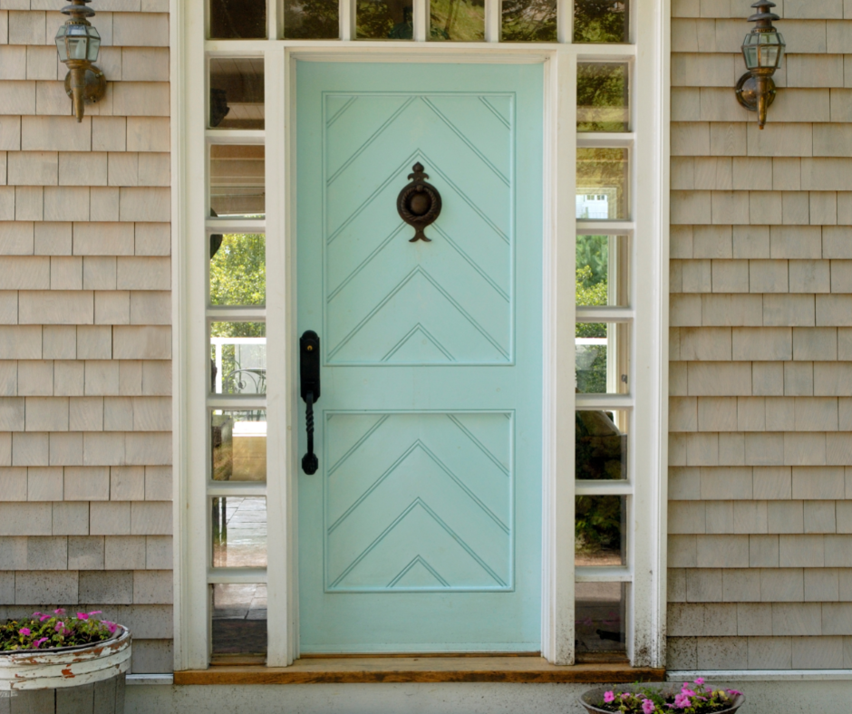 A Jamestown Blue front door