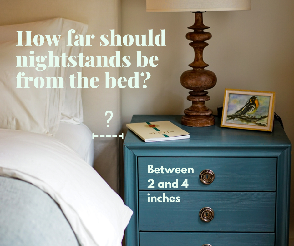 How far should a nightstand be from the bed?