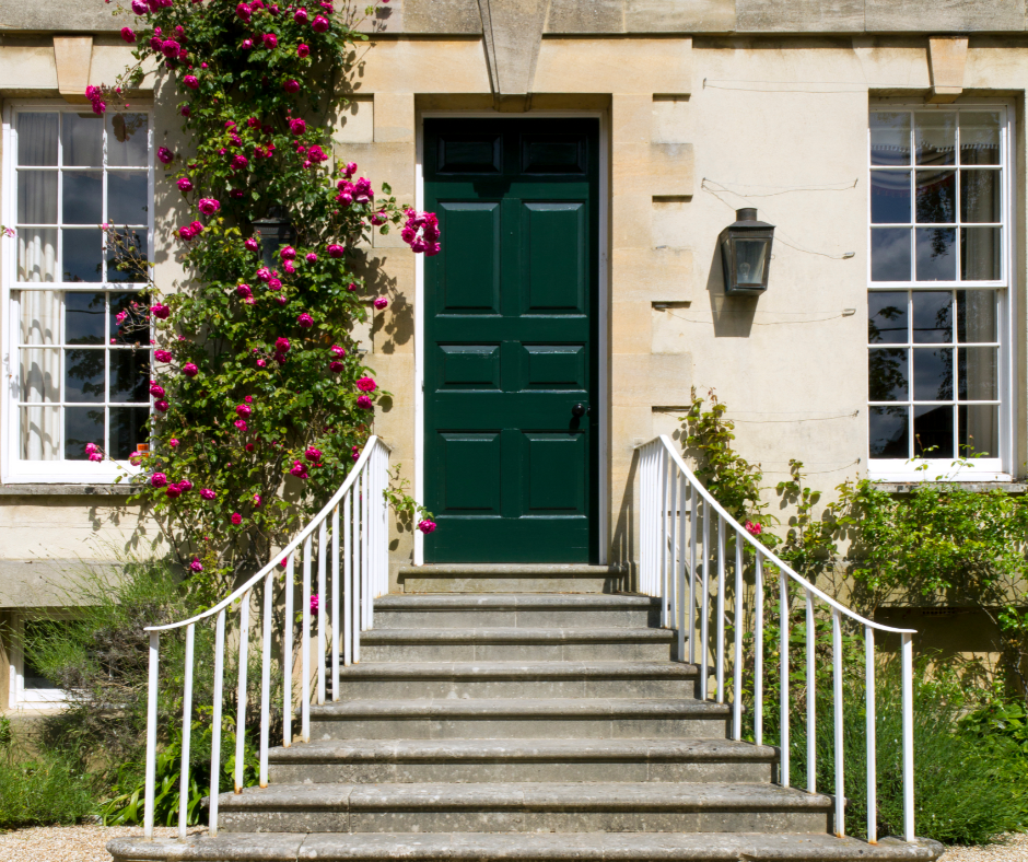 A front door painted close to the shade of hunt club.