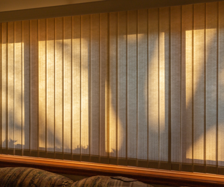 Vertical blinds blocking sunlight