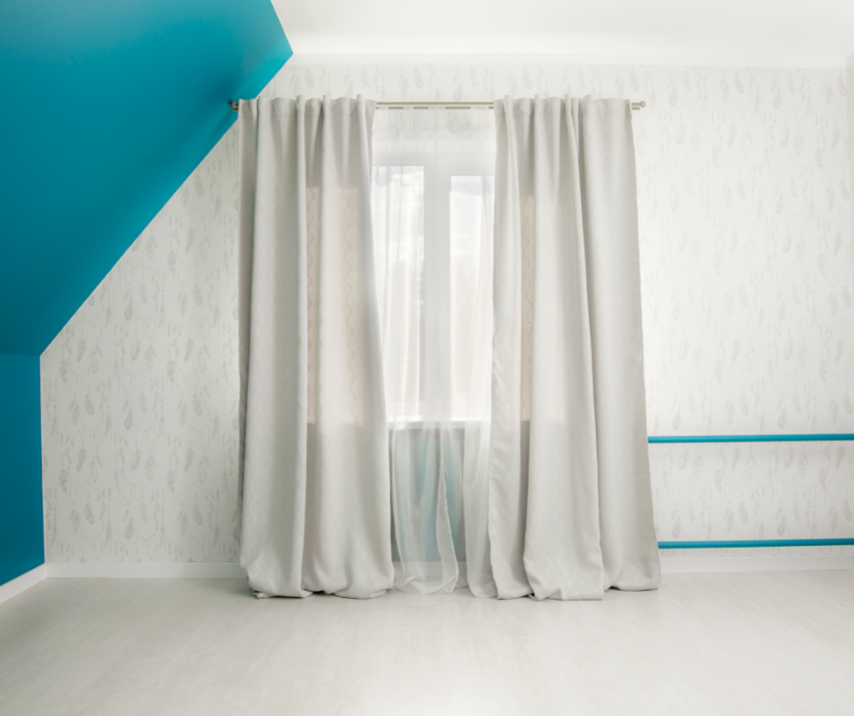 Typical pocket curtain in a bedroom