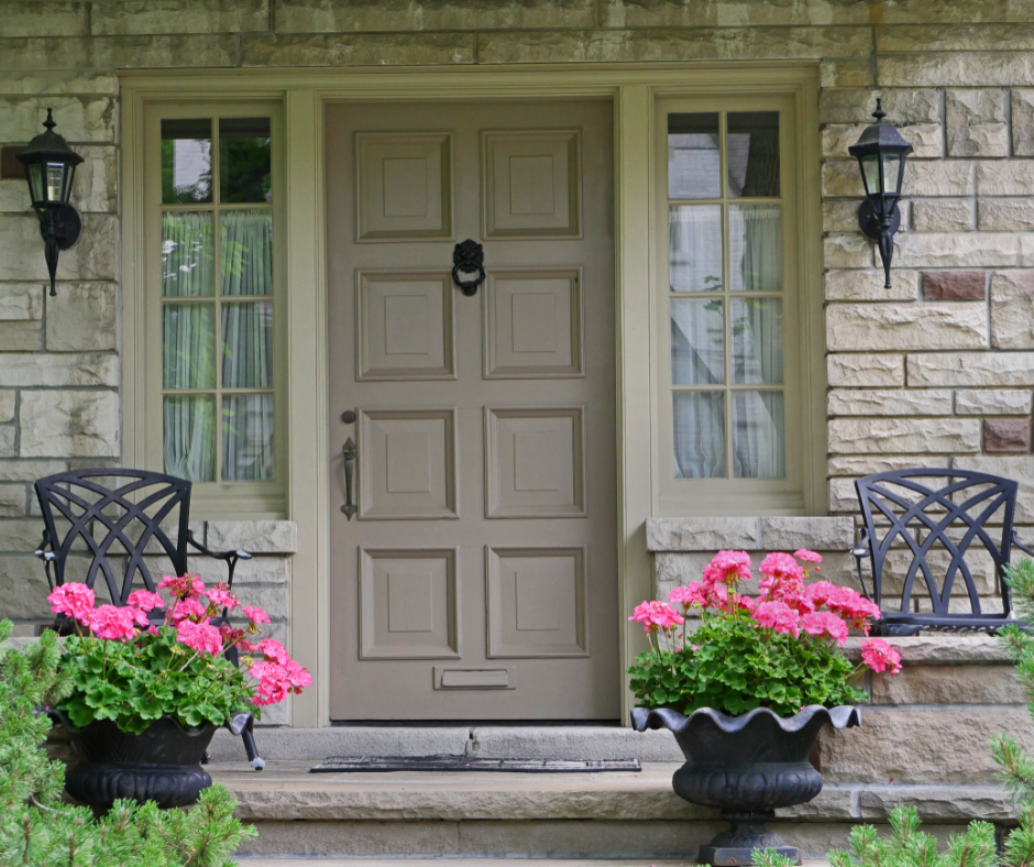 A front door with a color similar to the shade of sanctuary.